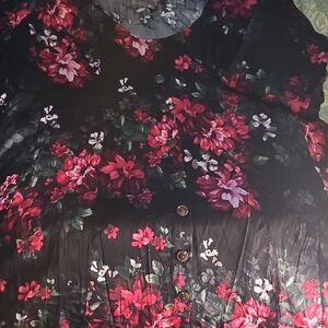 Torrid Black Dress with Red and Pink Floral Design